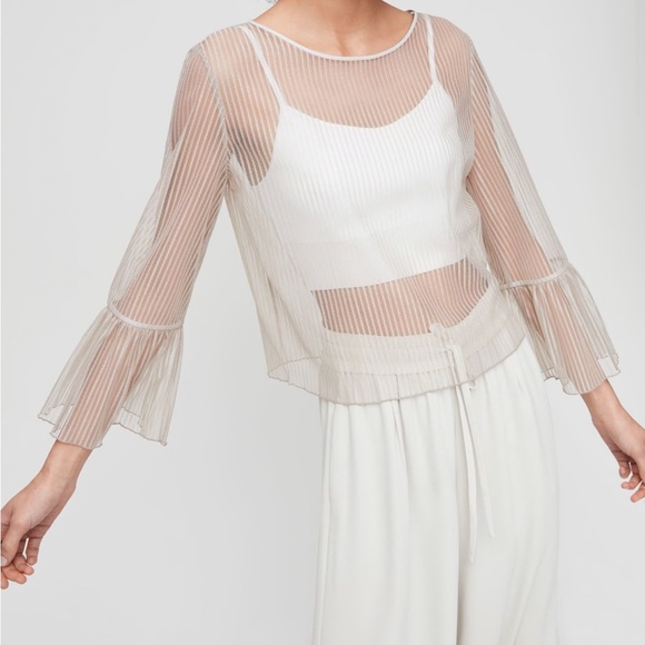 Aritzia Babaton Humbert Blouse Black Mesh Top Size XS Shell - Picture 2 of 9